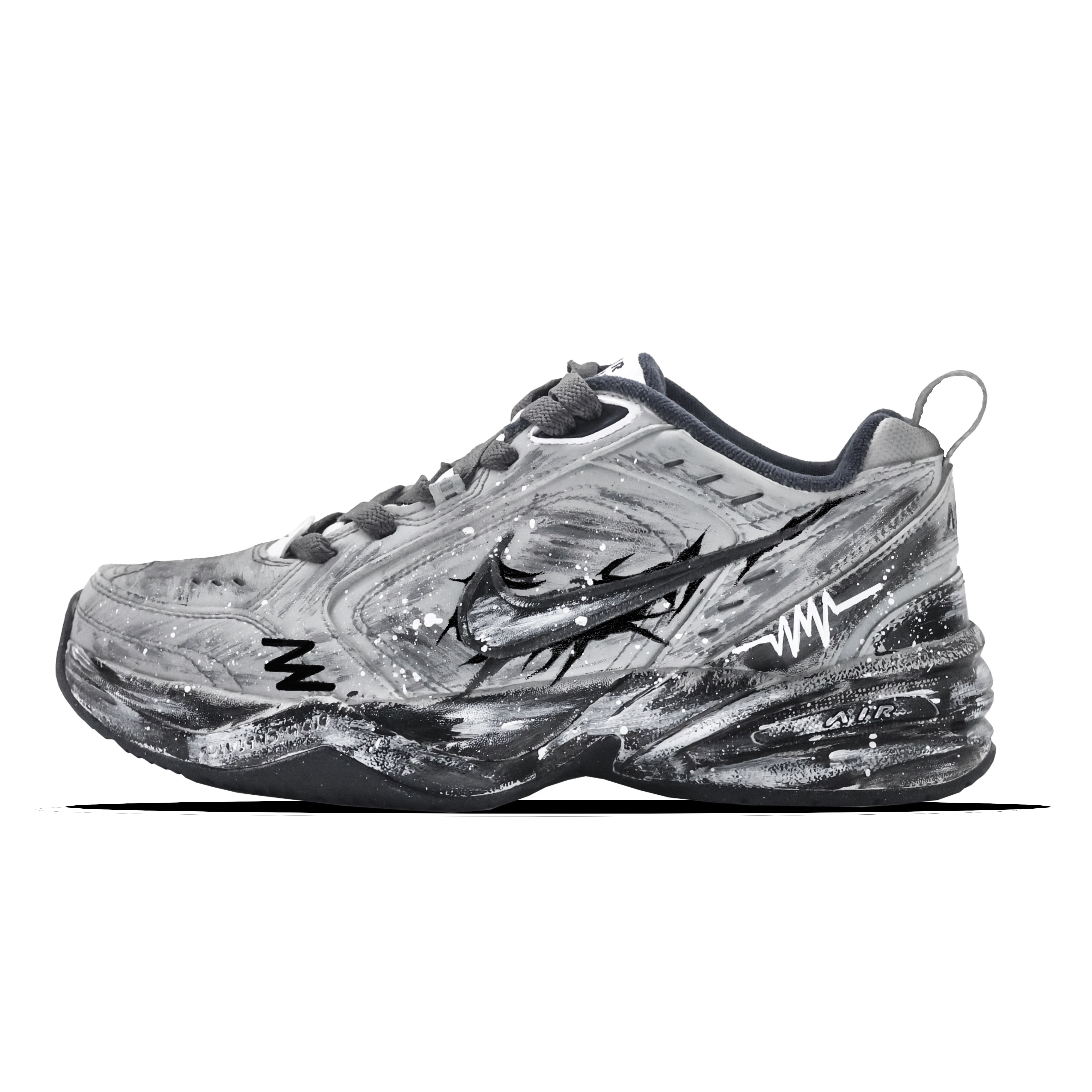 

Air Monarch 4. Амортизирующие, дышащие, с широким охватом. Низкие массивные кроссовки. Мужские серые Nike, Gray