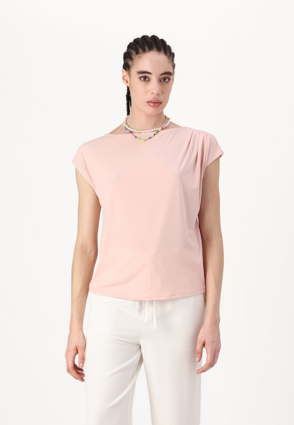 

Базовая футболка CAP SLEEVE WITH SHOULDER PLEATS Anna Field, светло-розовый