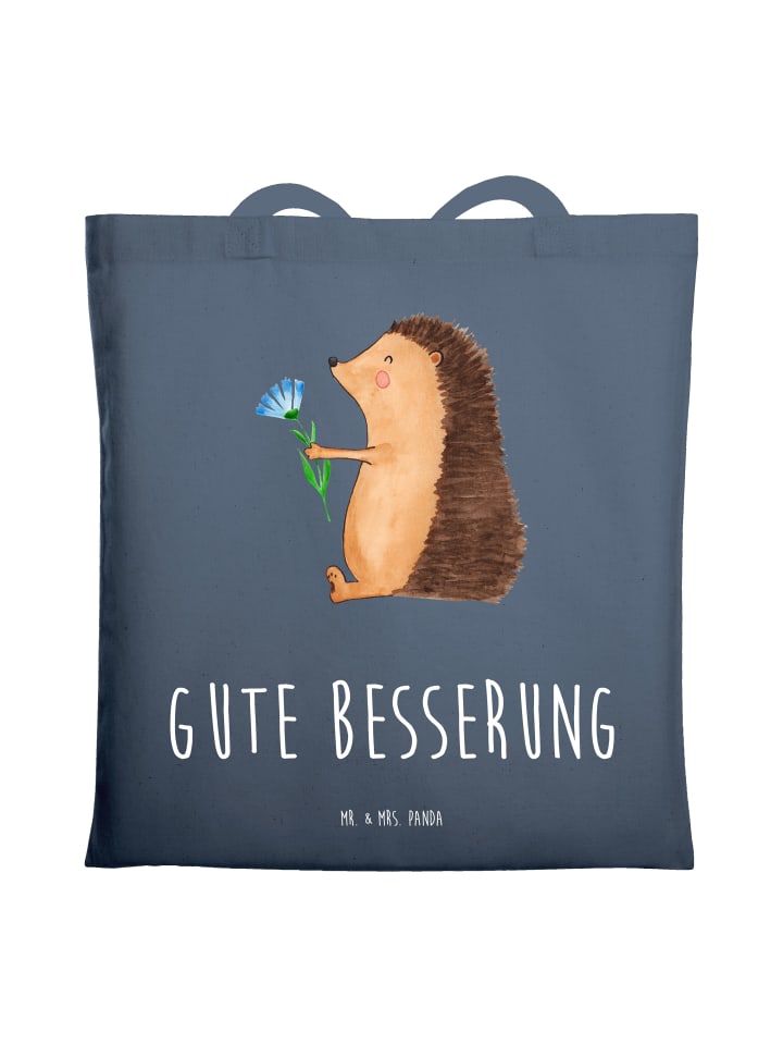 

Mr. & Mrs. Panda Сумка с изображением ежика и цветка, с надписью, индиго-синего цвета