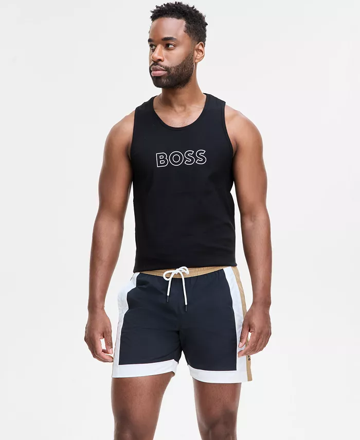 

Мужские плавки с контрастными вставками и завязками, длина 5" Hugo Boss, черный