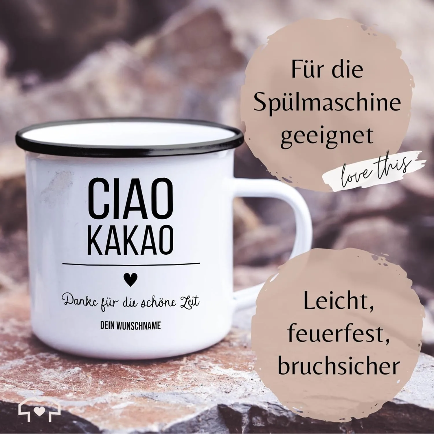 Эмалированная кружка educator - ciao kakao danke für die schöne zeit - подарок на прощание - 300 мл - white Geschenk mit Namen personalisiert by Shirtracer — фото 4