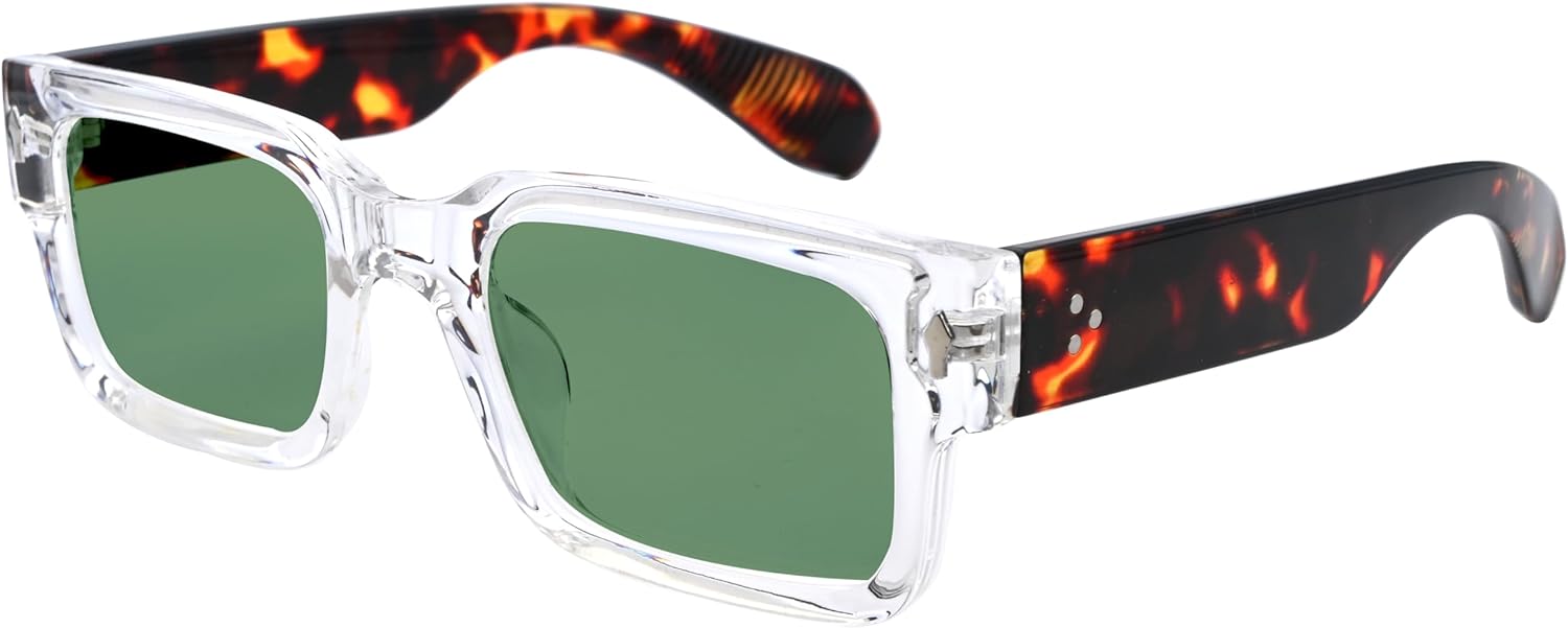 

Солнцезащитные очки Kursan Square Thick Frame Black для мужчин и женщин, модные прямоугольные солнцезащитные очки с защитой от УФ-излучения UV400, 092 Transparent Frame/G15