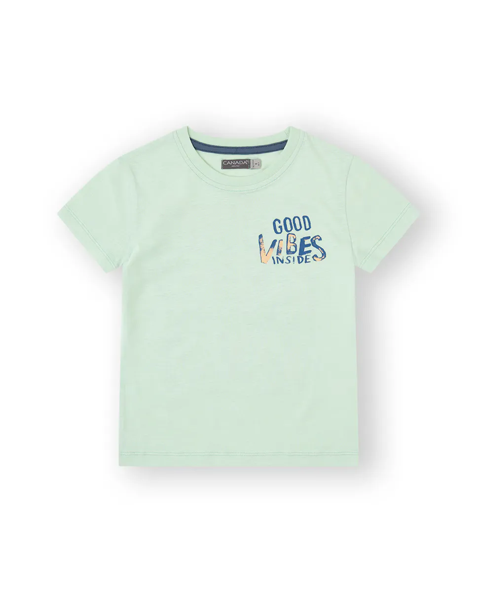 

Футболка для мальчика из хлопка цвета морской волны с рисунком на спине Canada House, зеленый