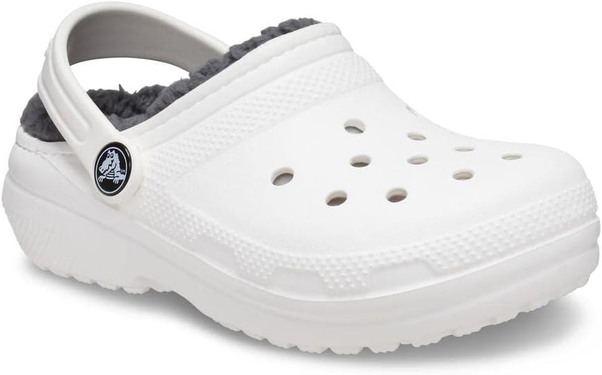 Детские классические сабо Crocs унисекс с подкладкой, белый/серый — фото 3