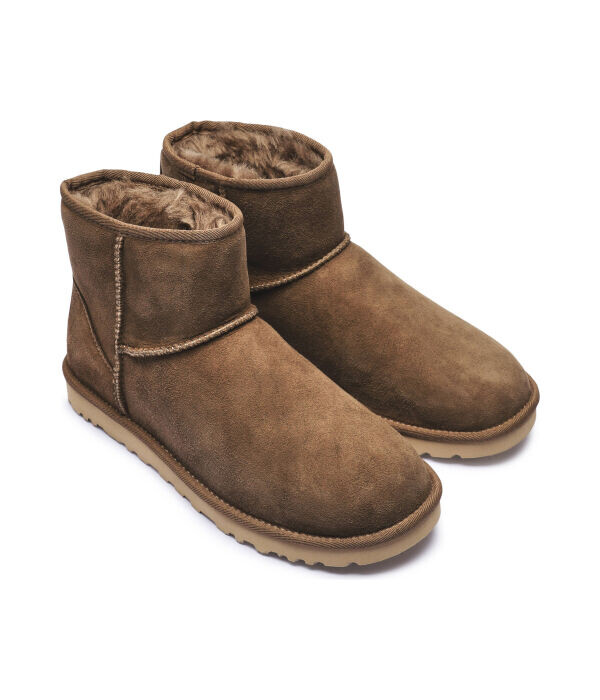 Мужские зимние угги Ugg Classic кожаные, коричневый — фото 3