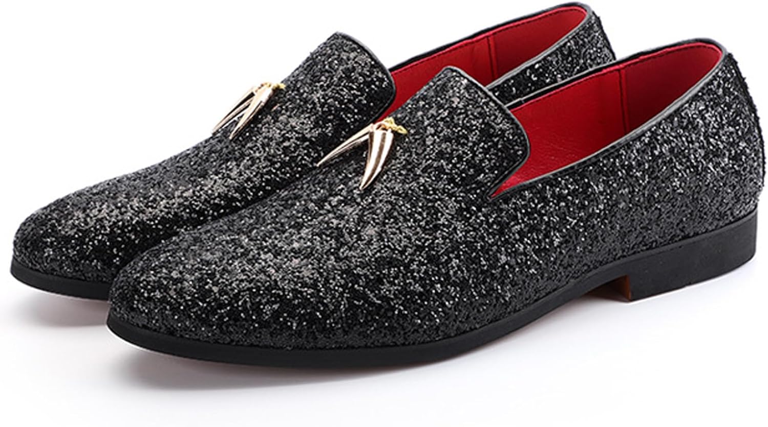 

Мужские остроносые металлические лоферы KCTRFSJ без шнурков, праздничные повседневные блестящие стильные туфли на свадьбу, выпускной или деловые мероприятия, черный