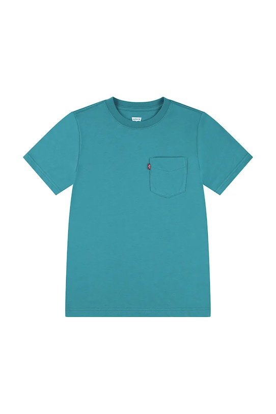 

Детская хлопковая футболка SUNSET POCKET TEE с карманом Levi'S, бирюзовый