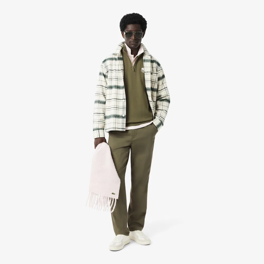 Мужской повседневный свитшот Lacoste Soft Branding Half-Zip, хаки — фото 4