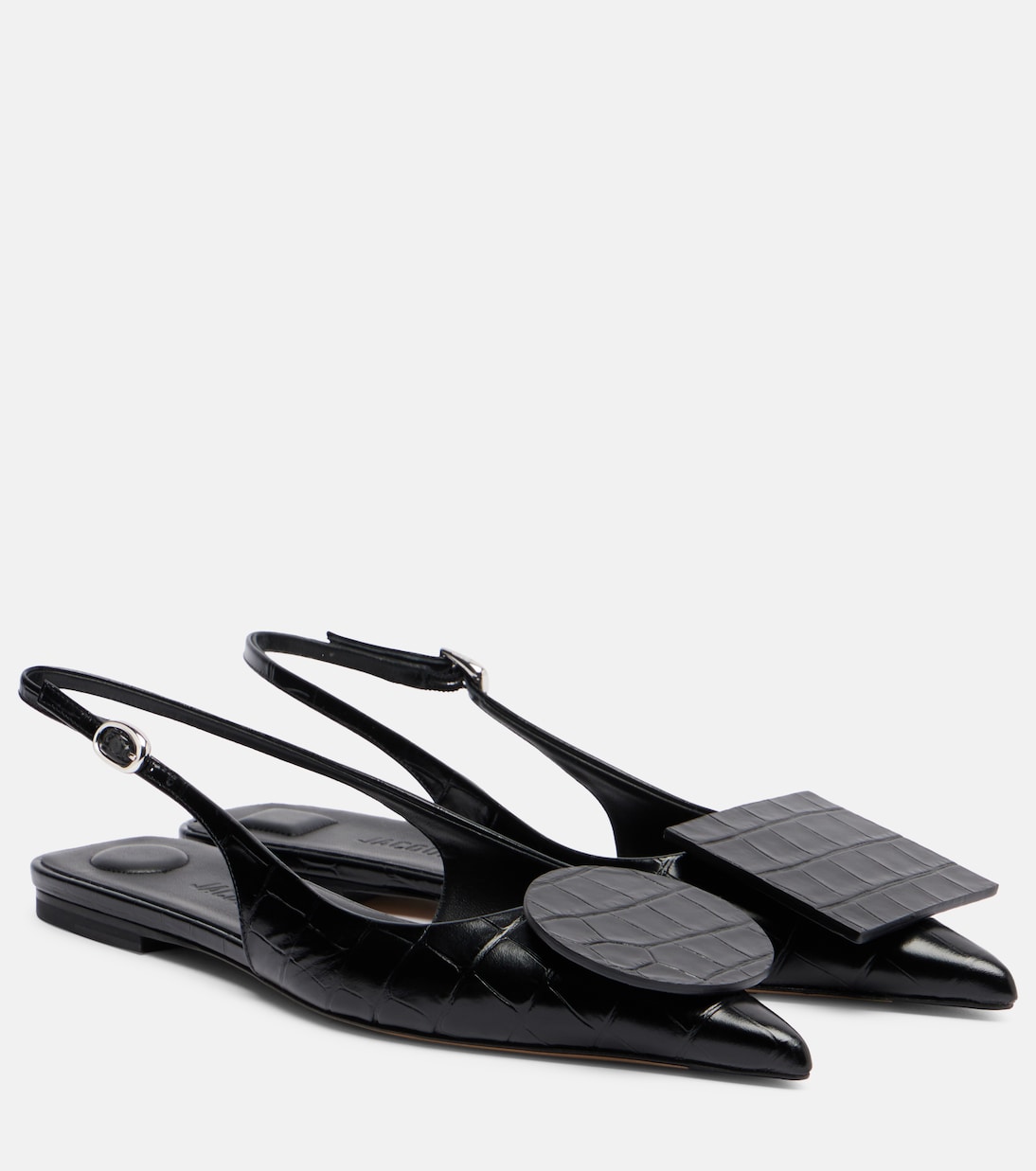 Туфли Duelo с открытой пяткой из кожи с эффектом крокодила Jacquemus, черный