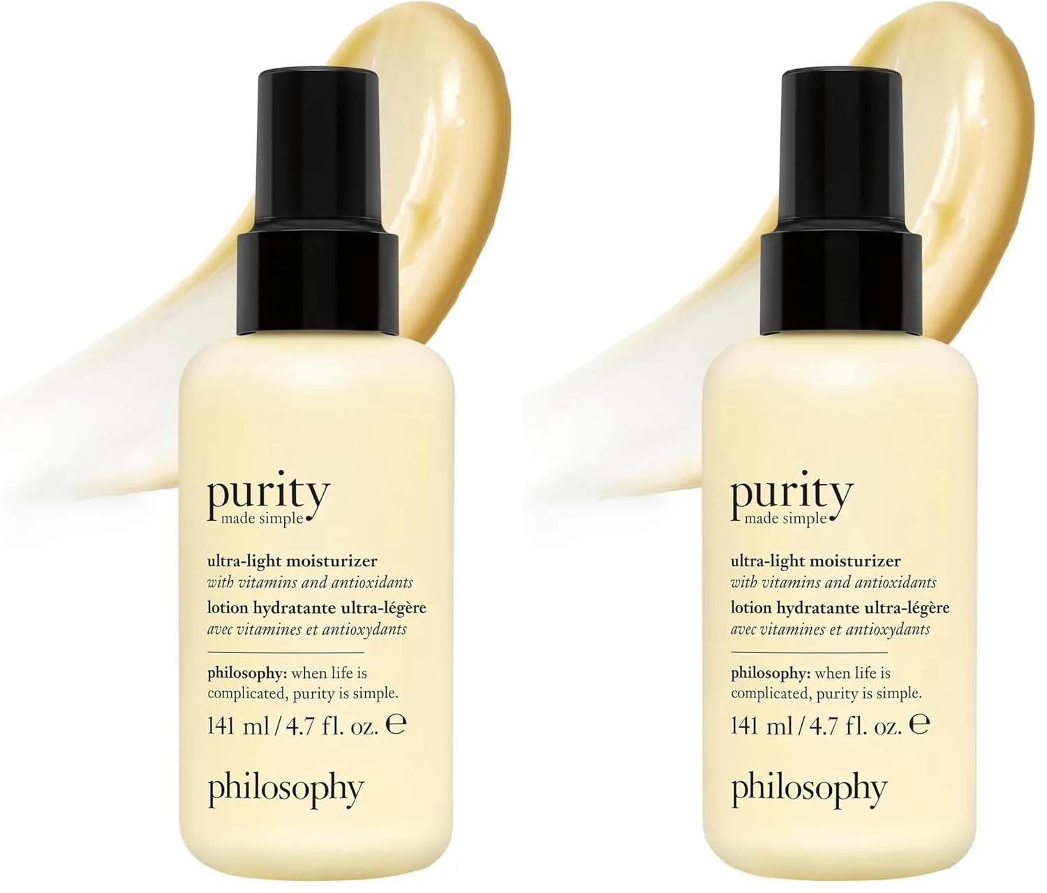 philosophy purity made simple увлажняющий крем для лица с витаминами C и E, зеленым чаем, маслом лугового пенника и чиа 139 мл (2 шт.), green