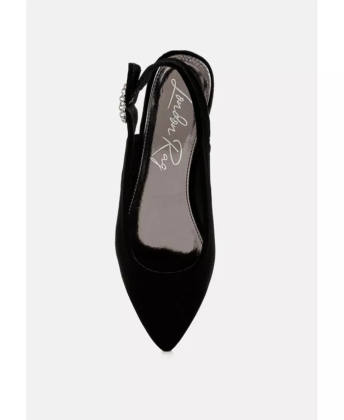 Dolan Velvet Slingback Туфли на плоской подошве женские сандалии London Rag, черный — фото 4