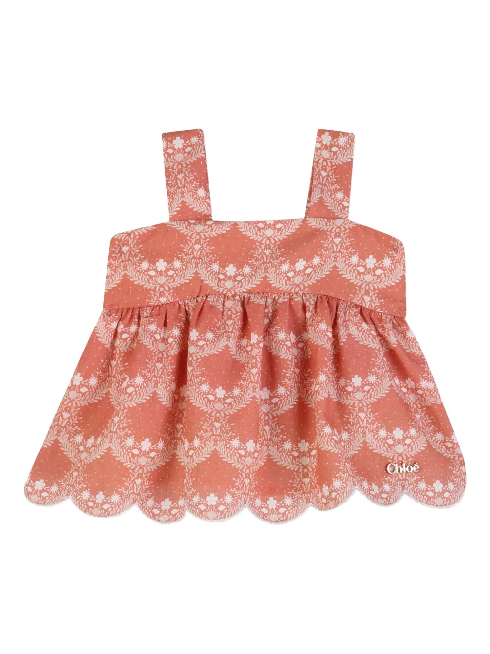 Комплект из топа и шортов с цветочным принтом Chloé Kids, розовый — фото 3