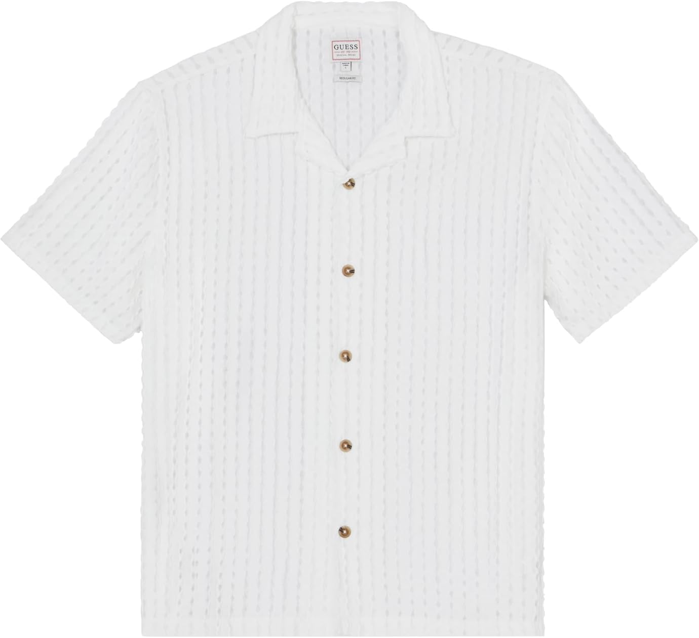 

Мужская рубашка с коротким рукавом Liam Jacquard Knit от GUESS, Salt White Multi