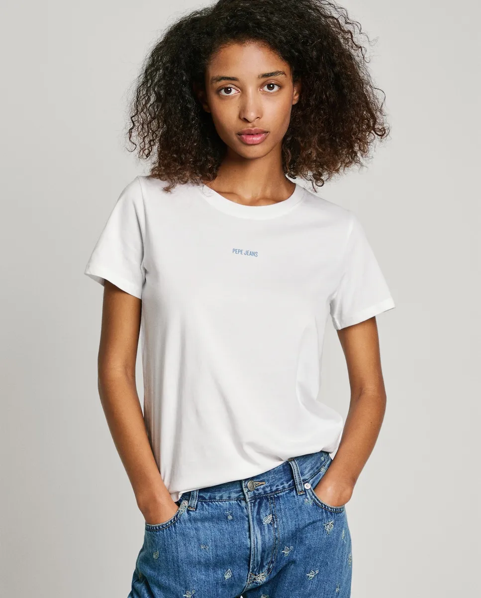 

Женская футболка с коротким рукавом и логотипом Pepe Jeans, белый