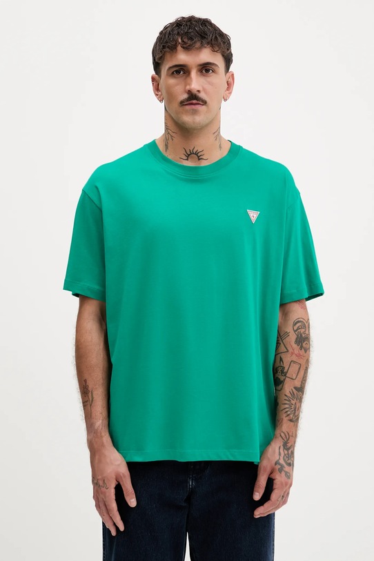 

Хлопковая футболка Guess Jeans, зеленый