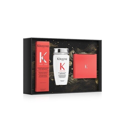 

Подарочный набор Première Fondant для сильно поврежденных волос - включает в себя Bain Décalcifiant 250 мл, Fondant Fluidité Réparateur 200 мл, Concentré Décalcifiant 250 мл Kérastase