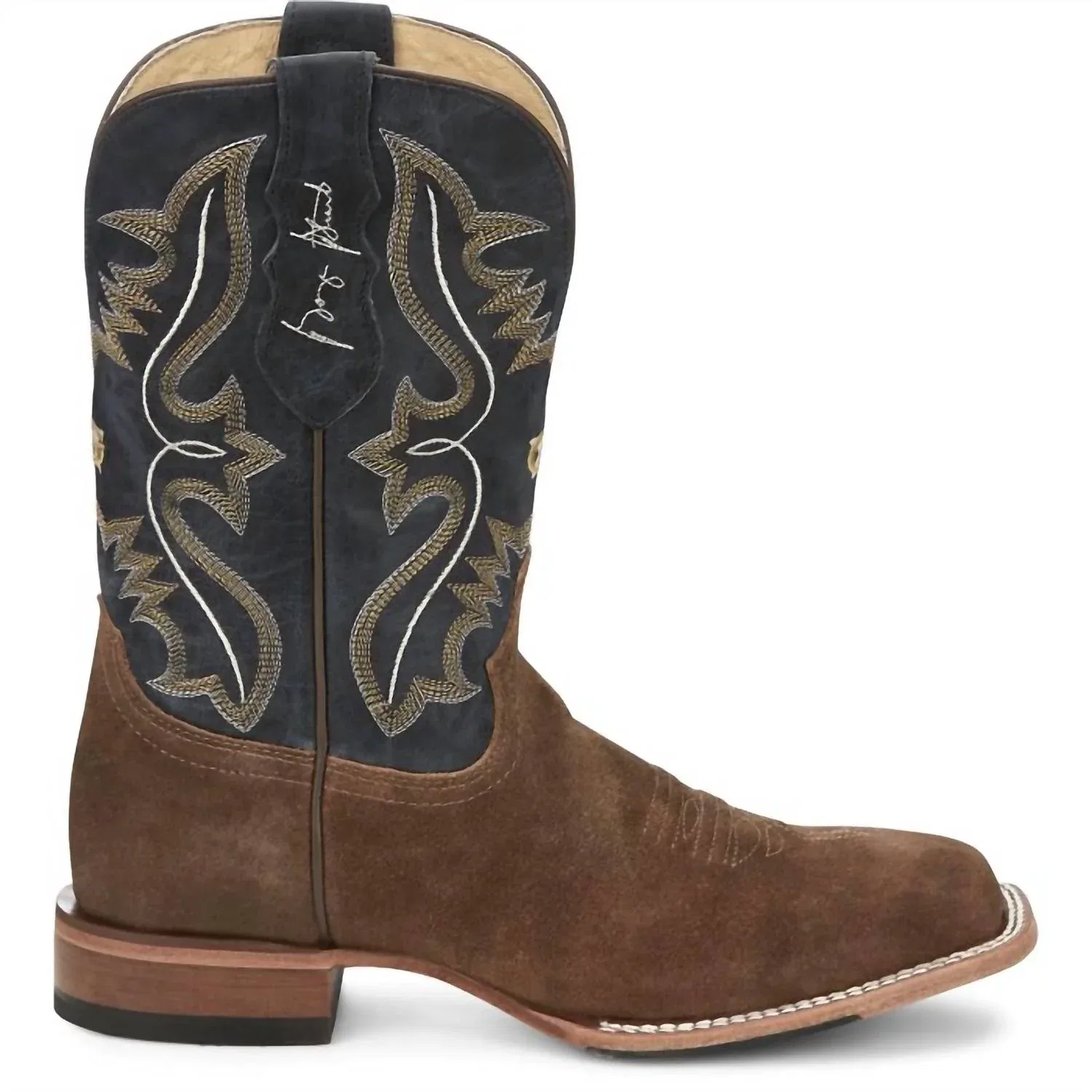 Justin Boots Мужские ковбойские сапоги Dillon из вощеной замши с квадратным носком, бежевого цвета — фото 2