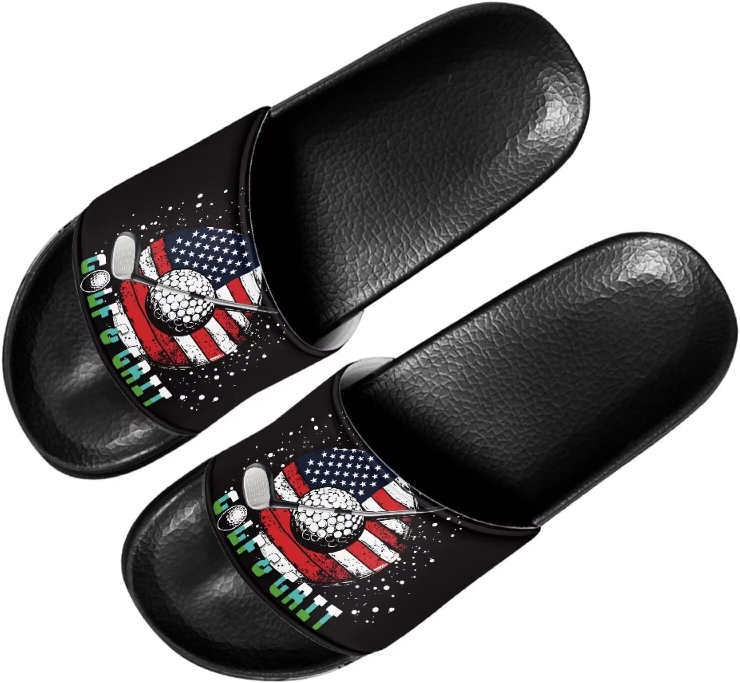 

Мужские повседневные сандалии Quxjehoe, шлепанцы для душа, нескользящие, для улицы и дома, размер 5-14, American Flag Golf Ball