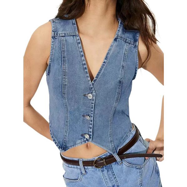 

Женский джинсовый жилет на пуговицах без рукавов y2k Yesfashion, Midi Blue