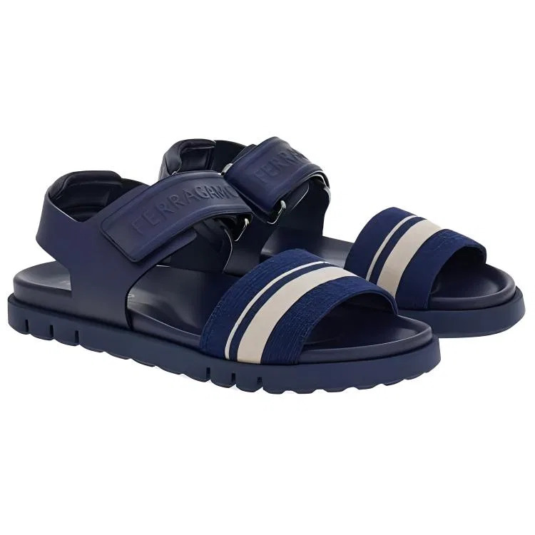 Сандалии с одним ремешком Fabric голубые Ferragamo — фото 4