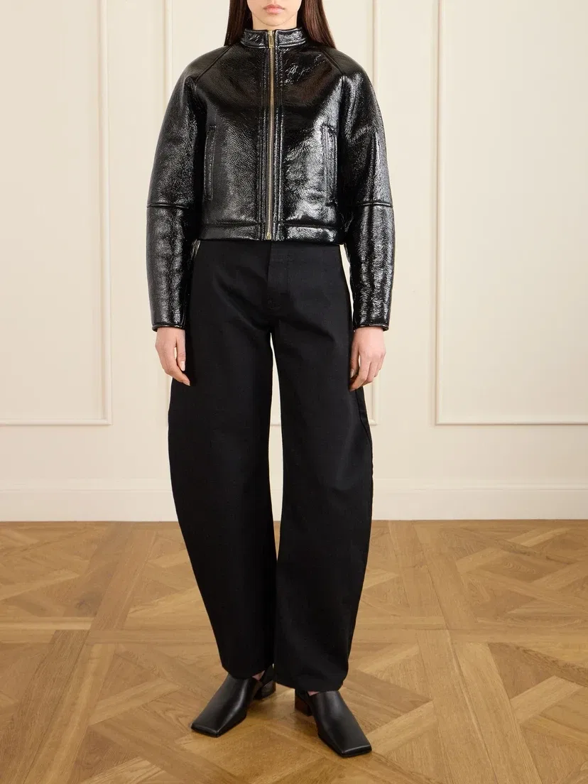 Укороченная дубленка-бомбер Alaïa, черный — фото 2
