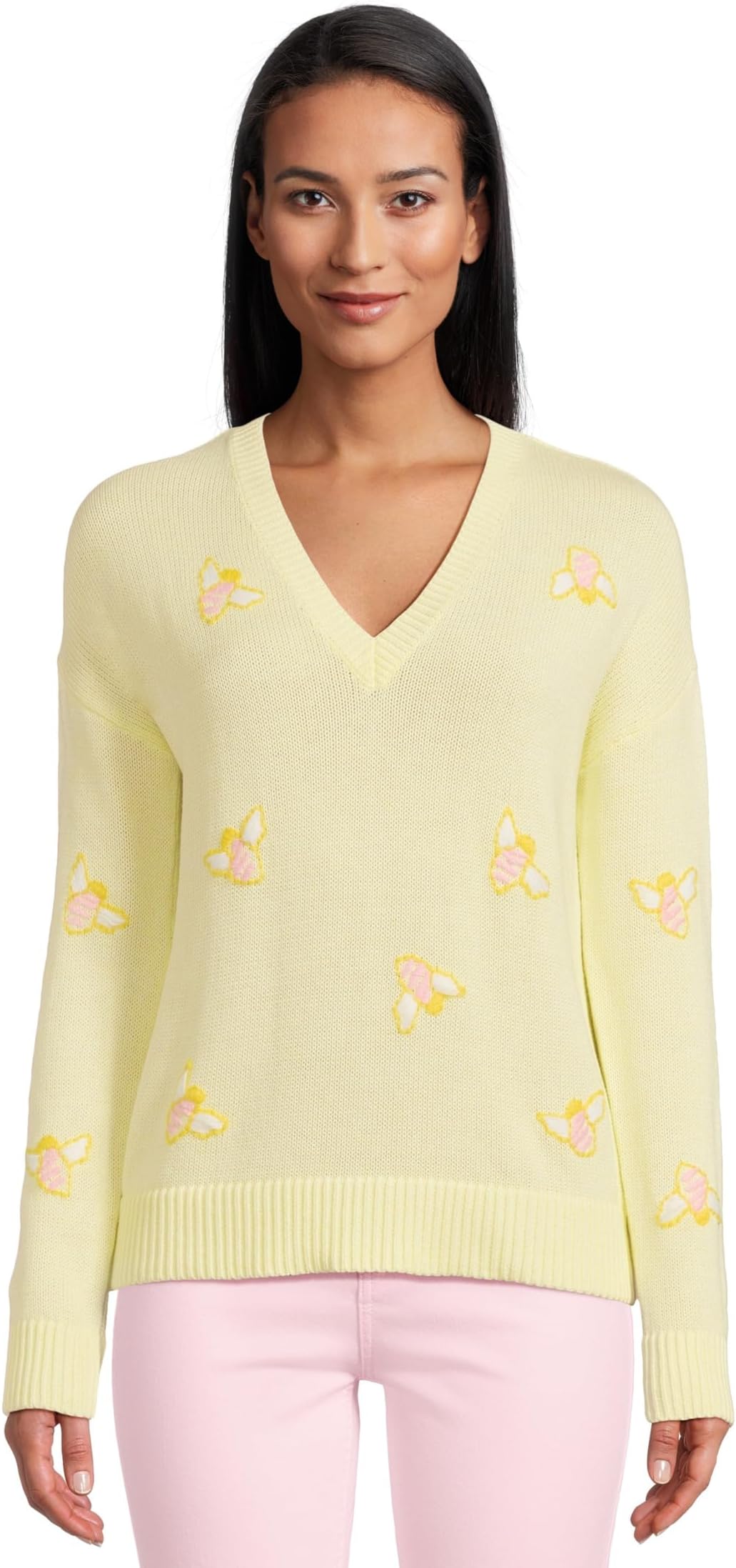 

Свитер Lilly Pulitzer Tensley Sweater, Heathered Lemon Chiffon Bee Embroidery