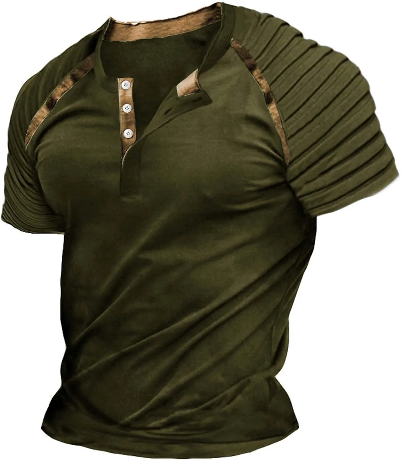 

Мужская футболка Henley с коротким рукавом и застежкой на пуговицах xoxingysm