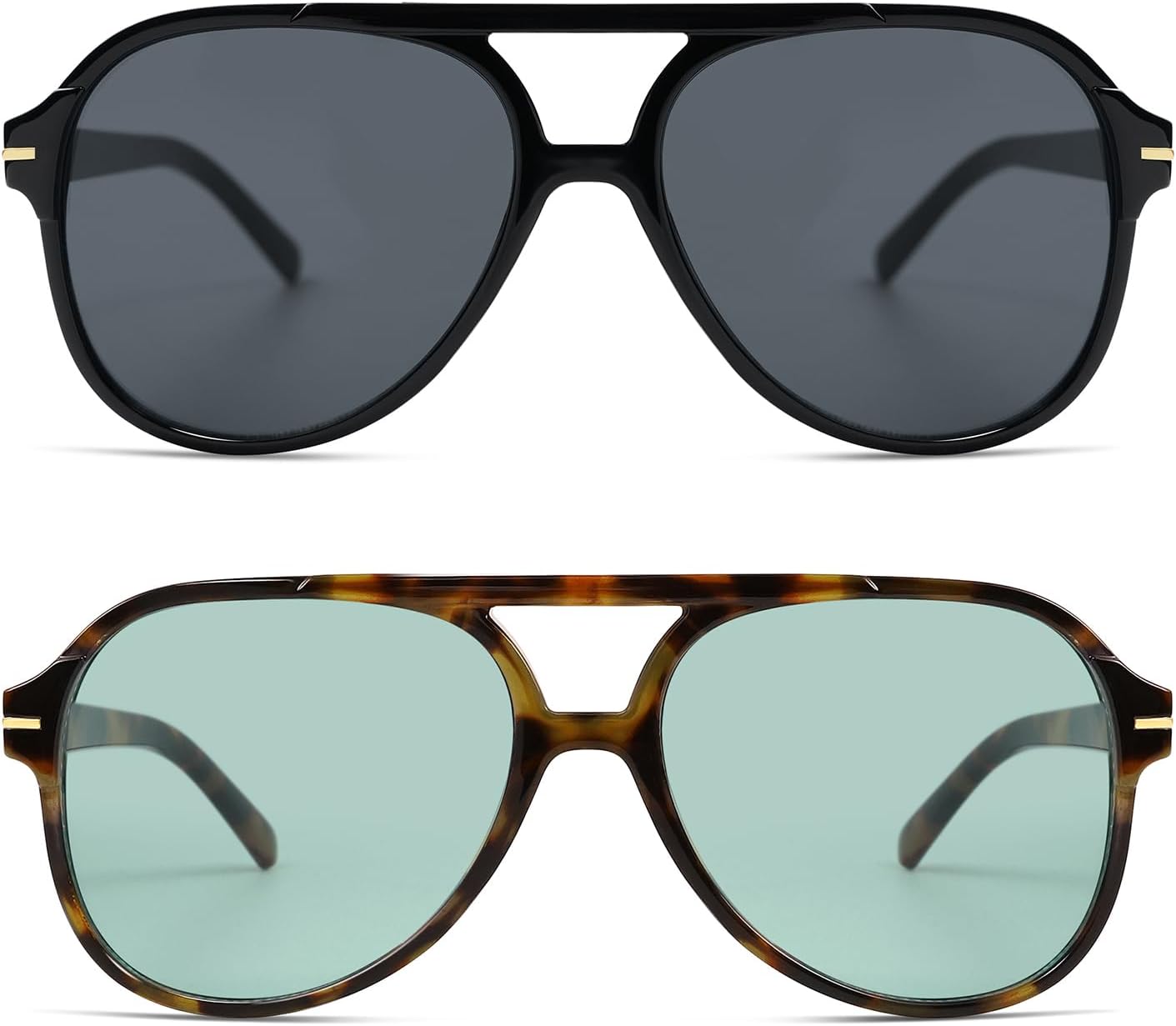 

Ретро-стиль, квадратные солнцезащитные очки-авиаторы для женщин и мужчин, классический винтаж 70-х годов, большие солнцезащитные очки AR82174 HERJOUR, Black+tortoise/Green Blue