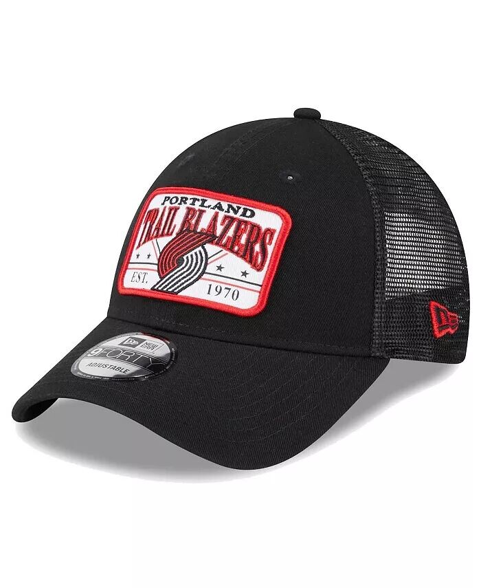 

Мужская черная кепка Portland Trail Blazers Plate Oversized Patch Trucker 9FORTY Adjustable New Era