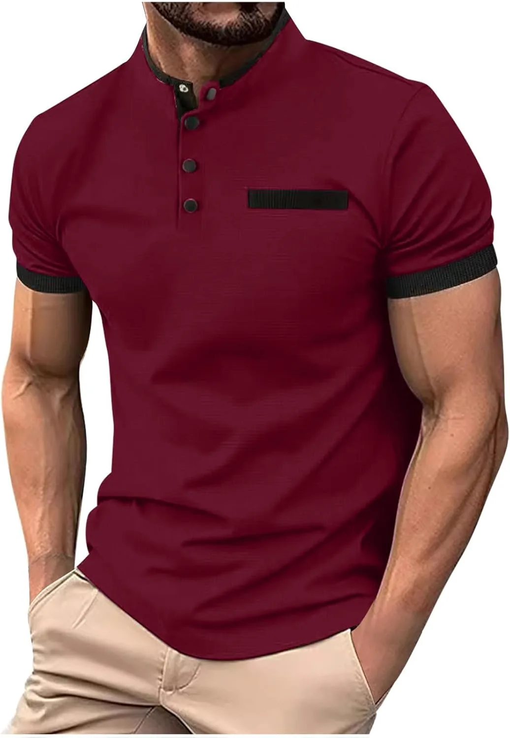 

Мужская футболка с коротким рукавом и стойкой