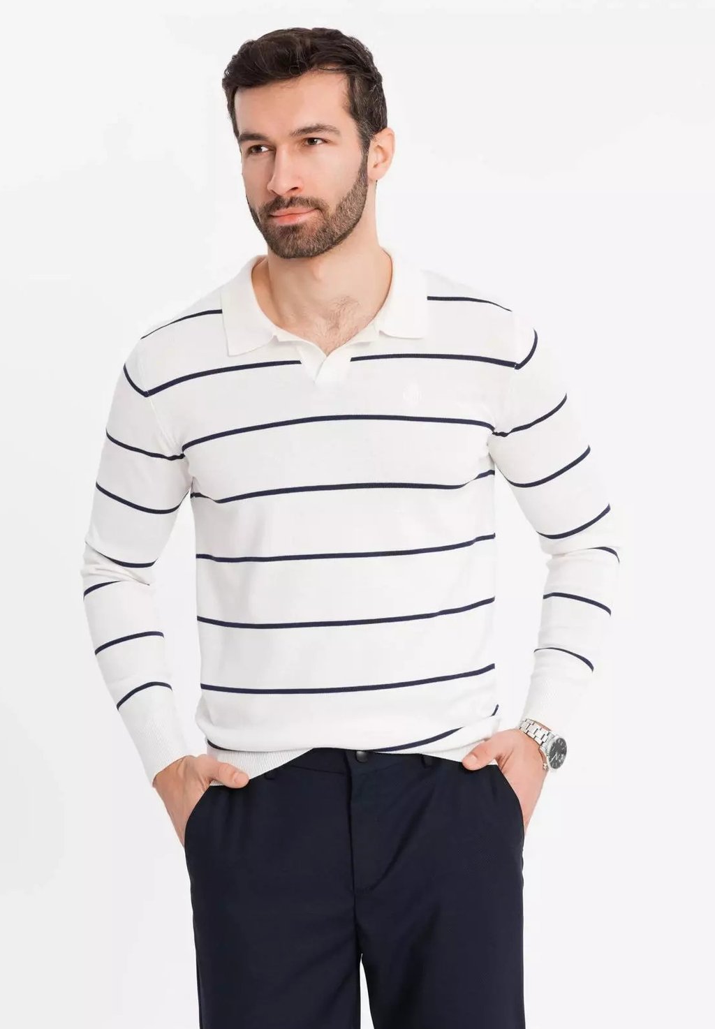 

Лонгслив WITH HORIZONTAL STRIPES - Polo shirt Ombre, белый