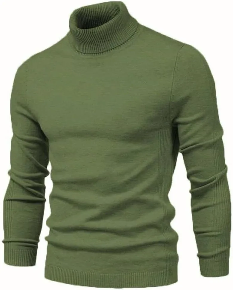 

Зимний водолазка толстый свитер Casual Neck Solid Color качественный теплый облегающий пуловер мужской HBDZUUI