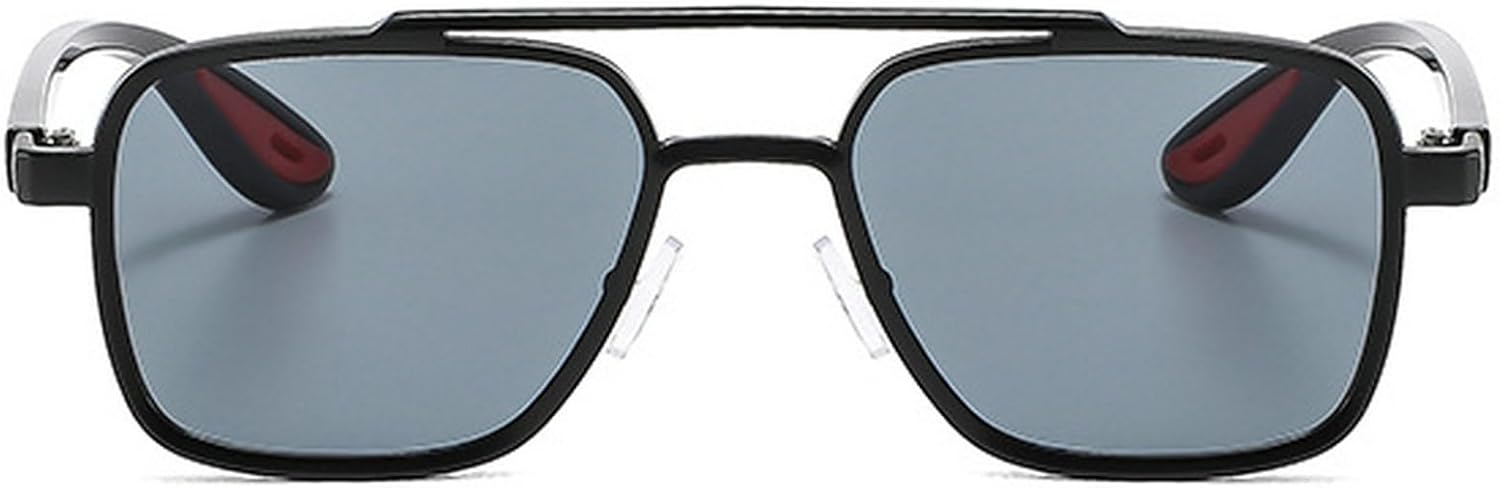 

Ретро металлические солнцезащитные очки с двойной перемычкой, квадратной формы, мужские, модные, с защитой от УФ-излучения UV400, женские, в стиле «пилотские» mincl, Black