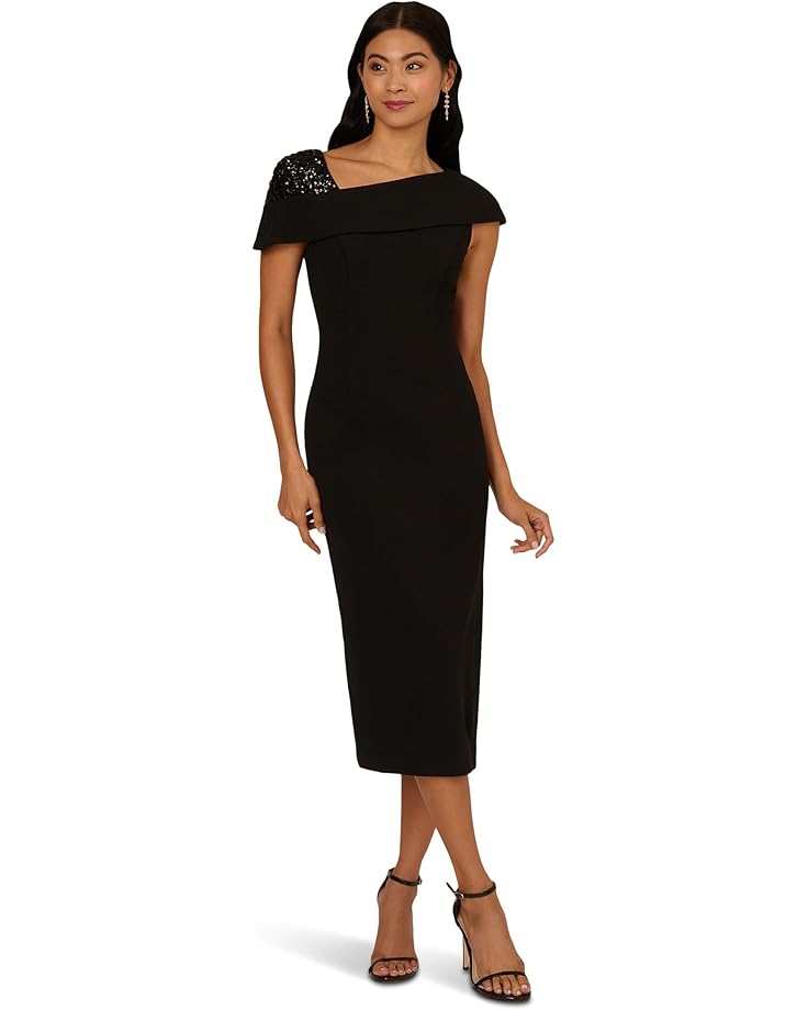 

Женское платье миди Adrianna Papell Beaded Crepe, Black