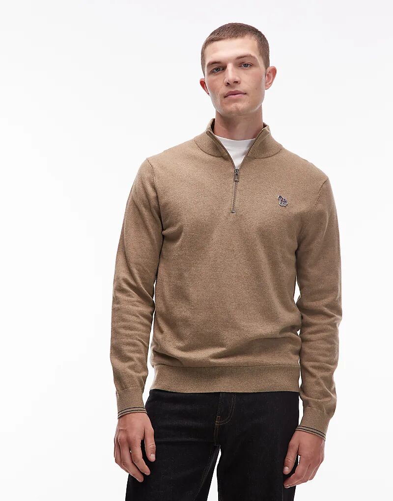 

Свитшот Paul Smith с застежкой-молнией на четверть дюйма и логотипом «зебра» светло-коричневого цвета