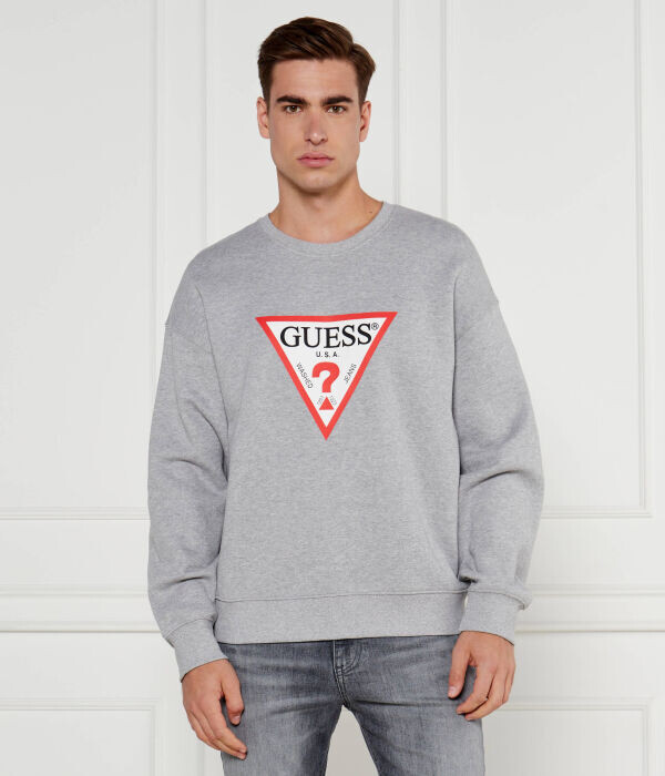 

Толстовка мужская Guess Jeans свободного кроя с логотипом бренда, серый