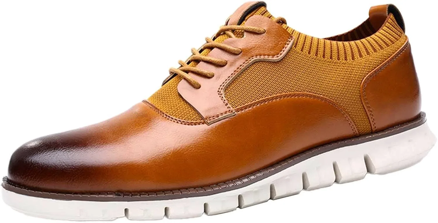 

Мужские повседневные оксфорды BORAMAX с противоскользящей подошвой - мужские туфли на плоской подошве, модные, дышащие, для бизнеса, формальные, кроссовки и нарядные туфли для мужчин, коричневый