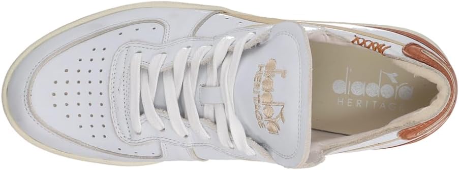 Мужские кроссовки Diadora Mi Basket Row Cut с шнуровкой для повседневного использования - бежевые, белые — фото 4