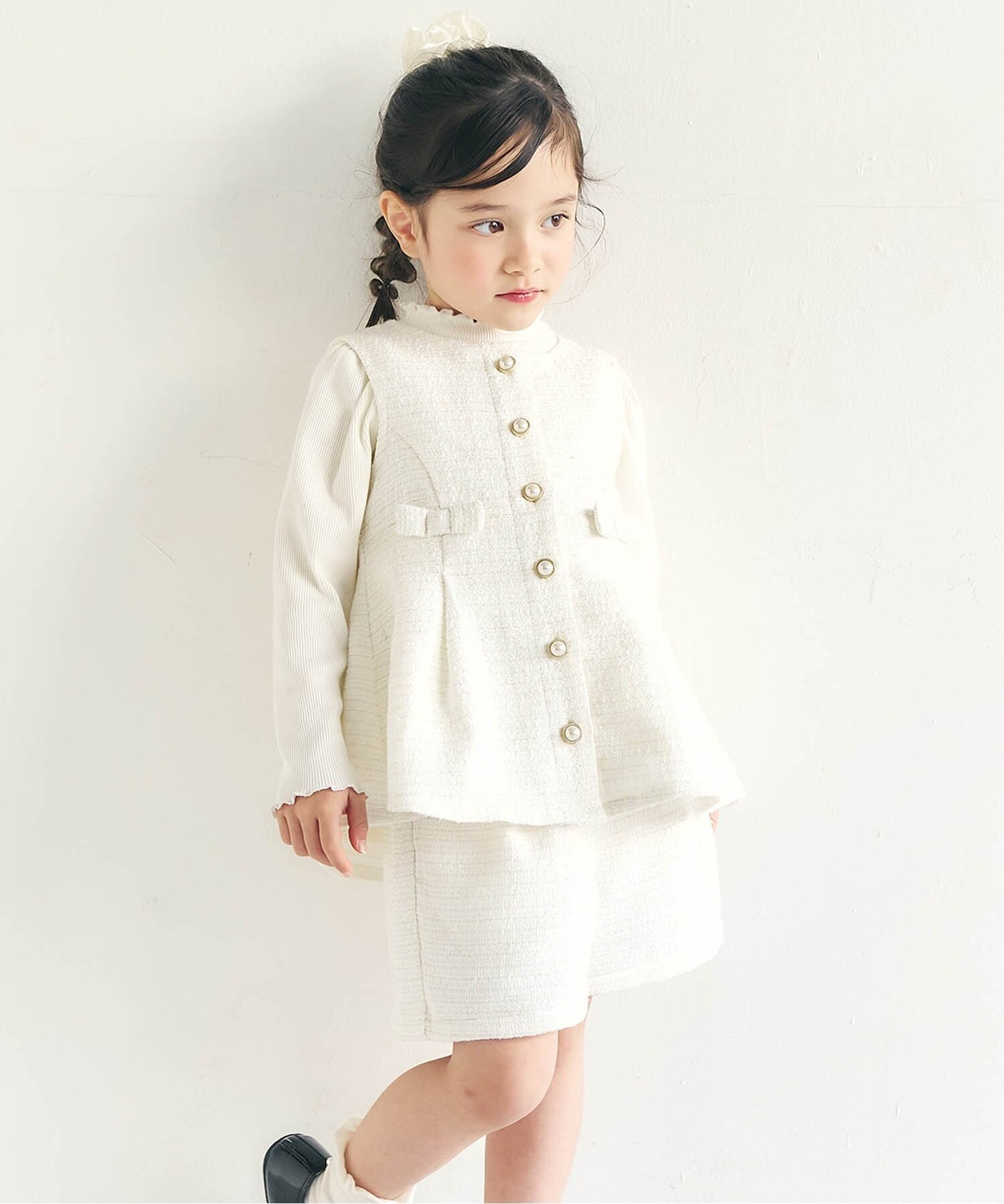 Твидовый комплект с баской_Apres Les Coeurs Macherie Apres les cours, Ivory