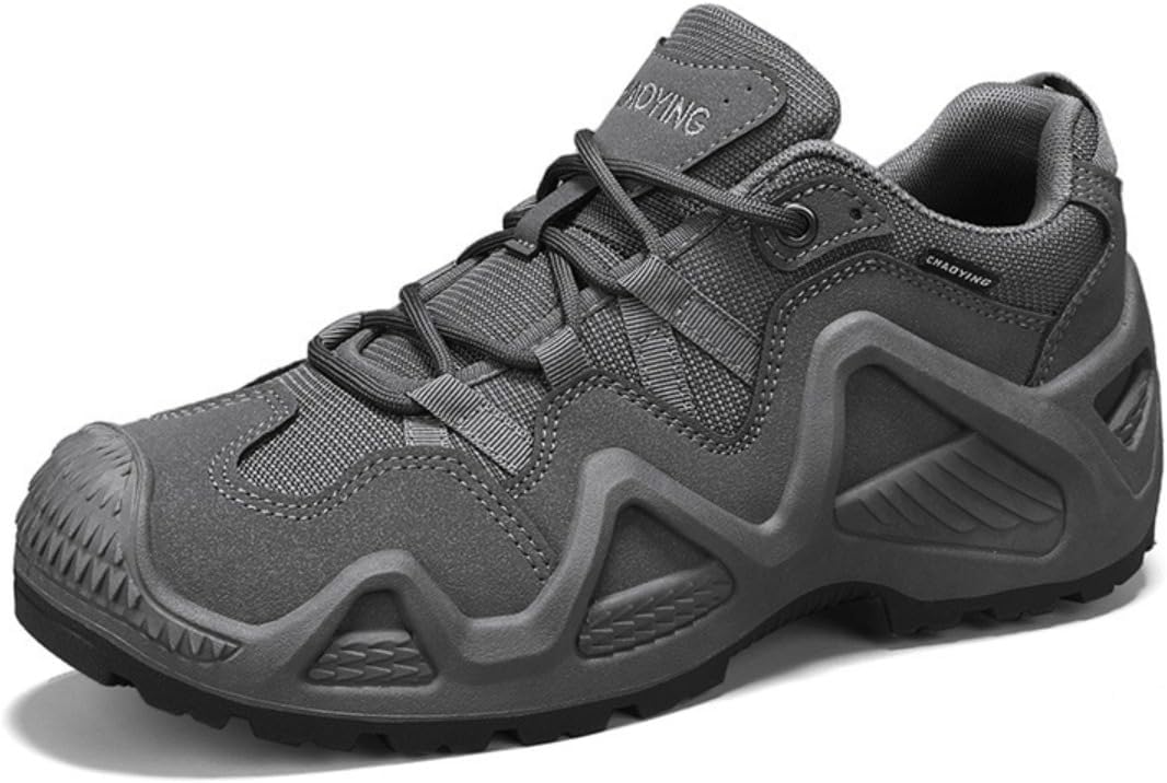 

Мужские тактические треккинговые кроссовки с прочным верхом из сетки и ПУ, противоскользящие, легкие, для походов, трейл-раннинга и работы, с подошвой для всех типов поверхностей Zixcplaz, серый