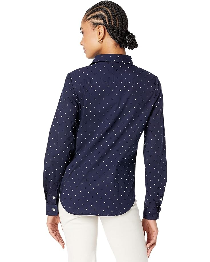 

Рубашка U.S. POLO ASSN. Long Sleeve Dot Stretch Poplin Shirt, цвет Navy/Pink