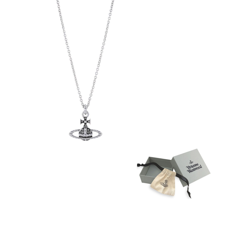 

Vivienne Westwood Латунные ожерелья мужские Black Sole White Zircon, Silver