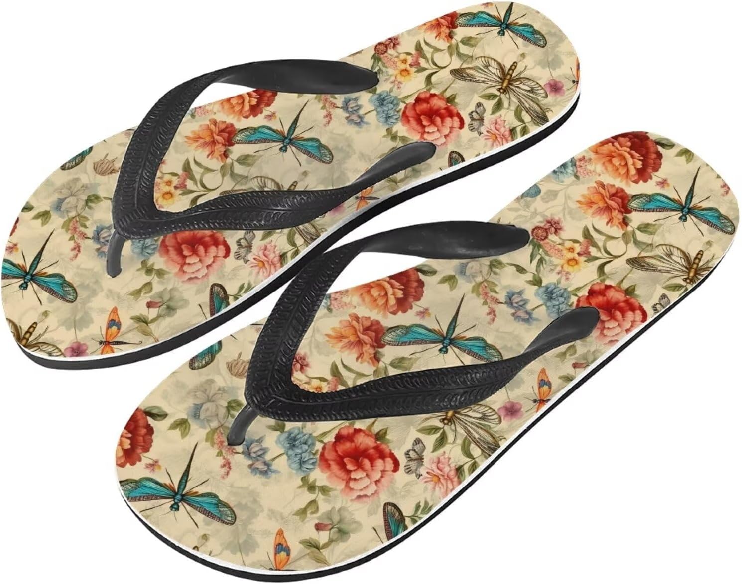 

Женские пляжные шлепанцы Semiouray с морской волной, милые ортопедические шлепанцы с лотосом, легкие плоские сандалии для дома и улицы на лето, Vintage Dragonfly Flower