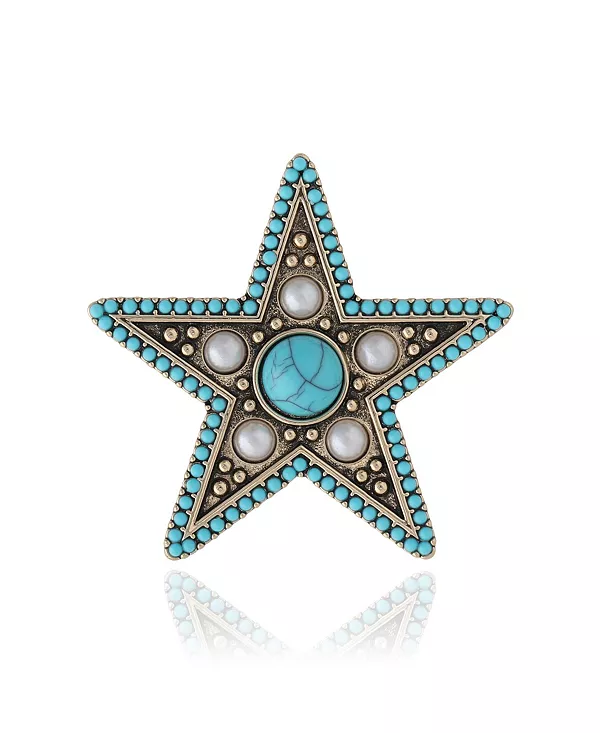 

Бирюзовая брошь-звезда с кристальными акцентами Jessica Simpson, turquoise/gold