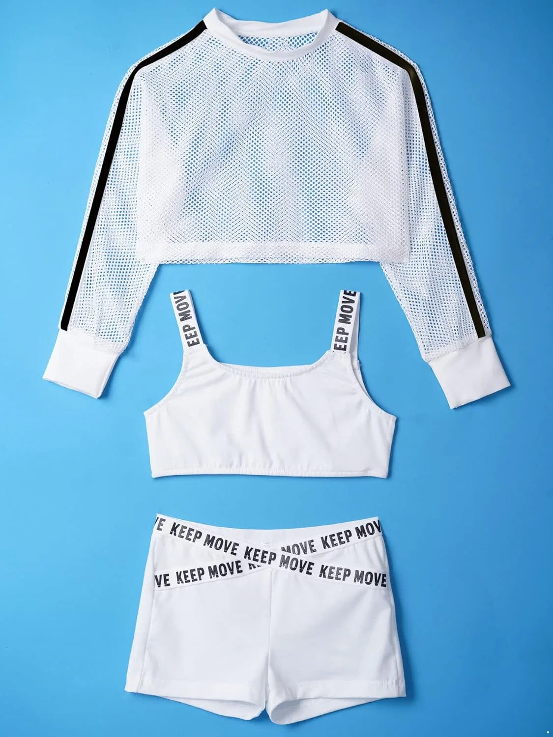 Детский спортивный костюм с топом и шортами Linjinx, 3 предмета, White — фото 3