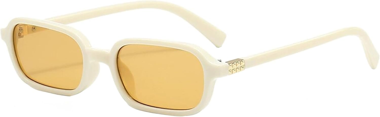 

Солнцезащитные очки в стиле ретро, ​​прямоугольные, для женщин и мужчин, модные квадратные солнцезащитные очки 90-х, маленькие винтажные солнцезащитные очки Teumire, A08 Beige/Orange