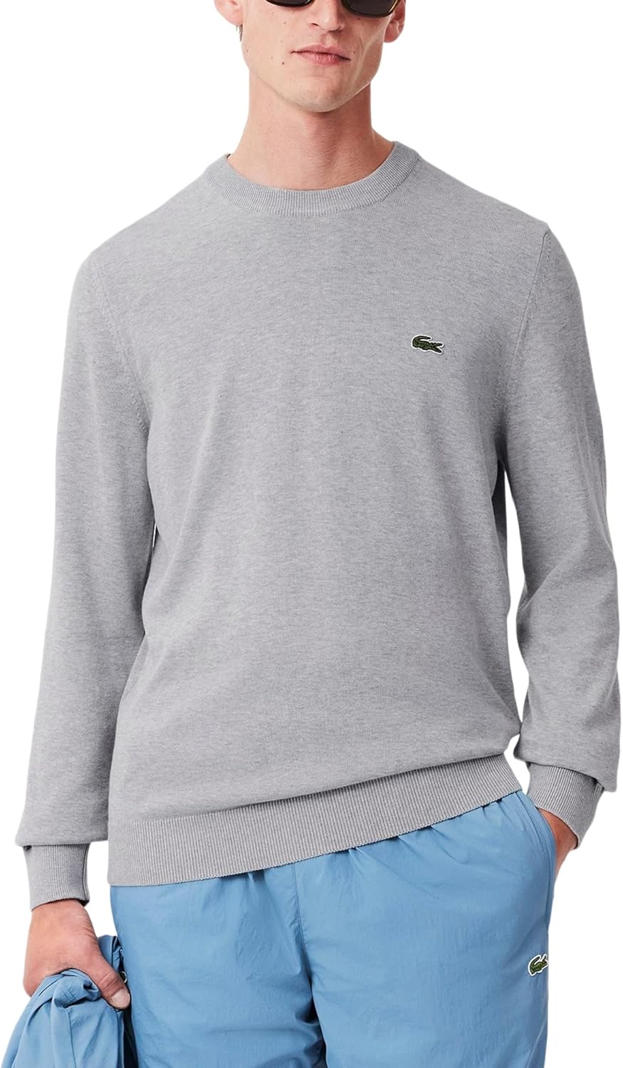 

Lacoste мужской свитер с длинным рукавом и круглым вырезом, Regular Fit, Silver Chine