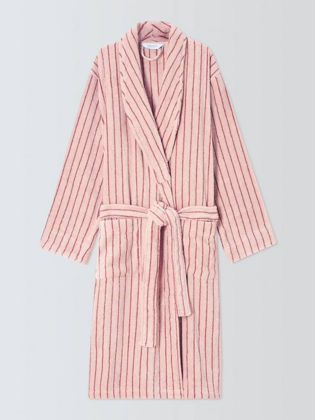 

Египетский хлопковый халат Unisex в полоску John Lewis, Pale Pink/Dark Sand