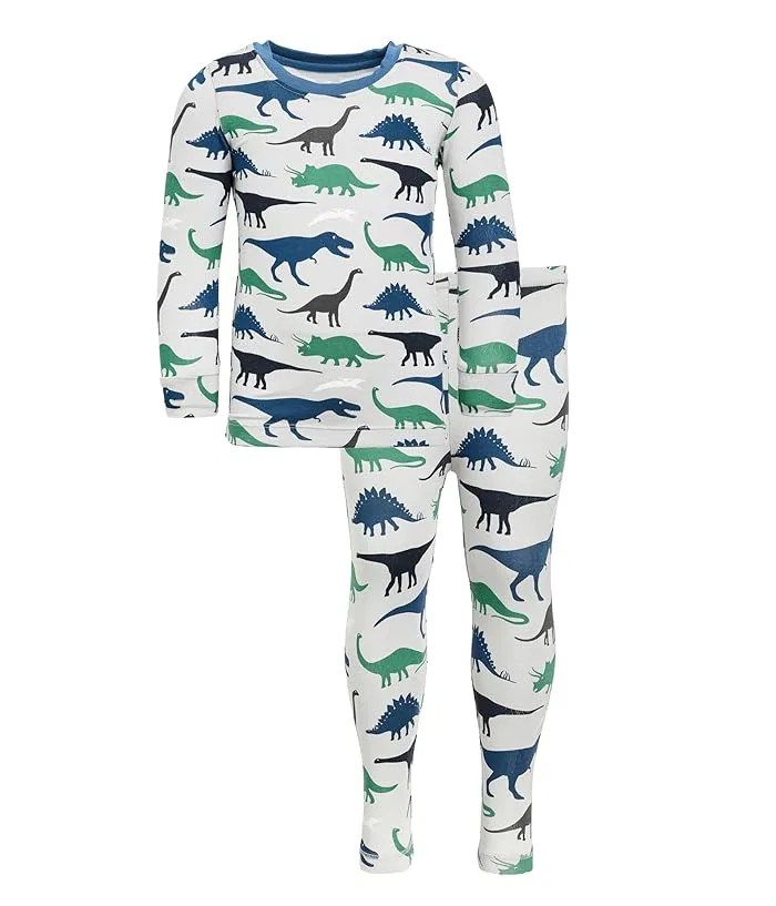 Пижама с принтом длинным рукавом Kickee Pants Kids, Dove Dino Museum