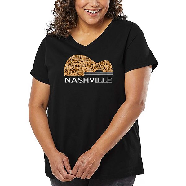 

Футболка V-образным вырезом Nashville guitar с принтом для женщин Plus Size La Pop Art, Black, Черный, Футболка V-образным вырезом Nashville guitar с принтом для женщин Plus Size La Pop Art, Black